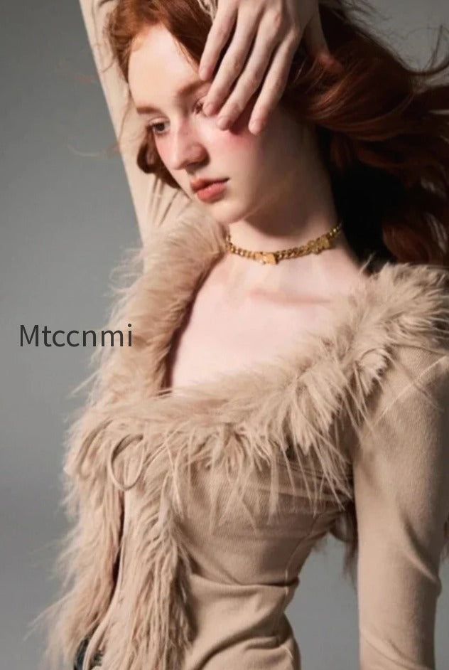 db-lace-up-v-neck-plush-cardigan