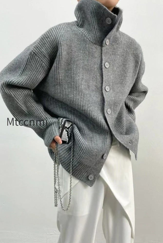 ribbed-single-breasted-cardigan
