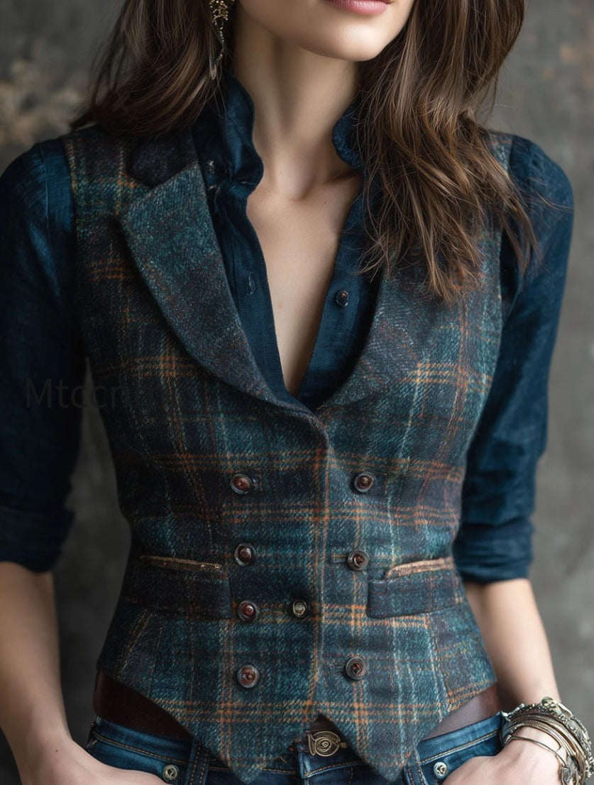 retro-lapel-plaid-wool-vest