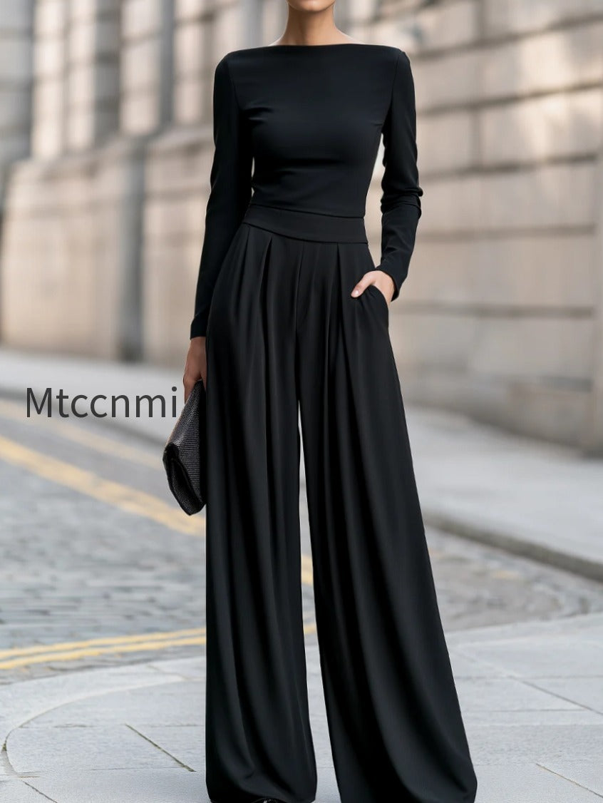 elegant-boat-neck-wide-leg-pleated-tailored-jumpsuit