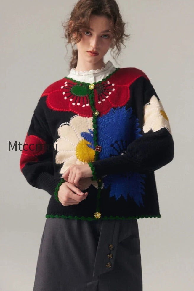 db-vintage-floral-embroidered-knit-cardigan
