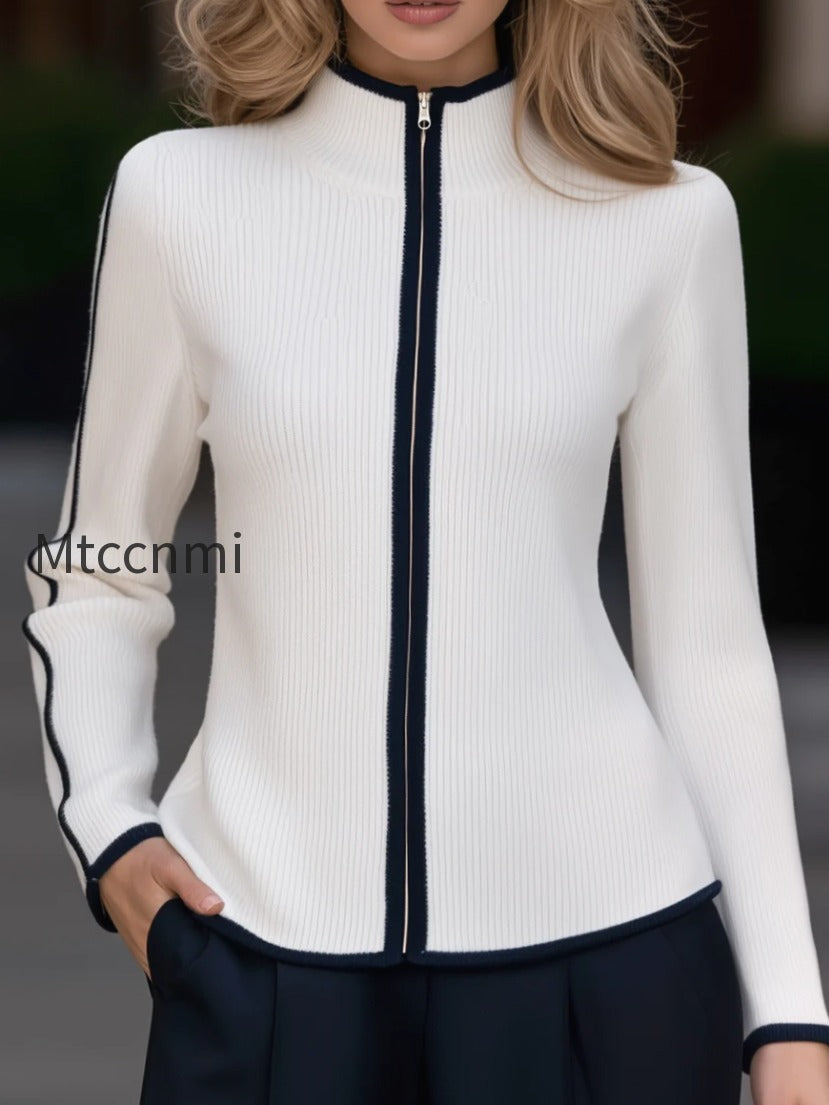 contrast-trim-ribbed-knit-zip-up-cardigan-jacket