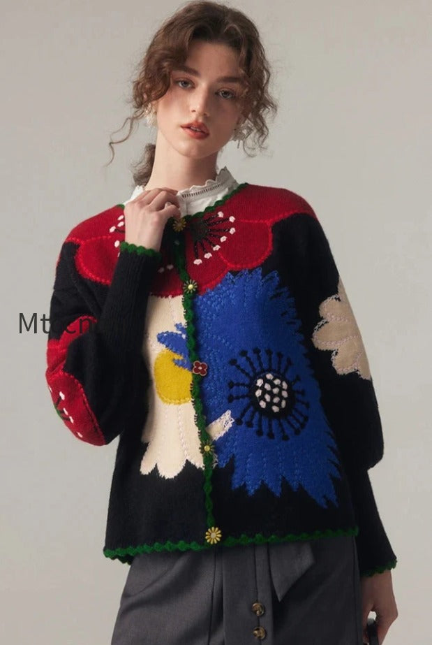 db-vintage-floral-embroidered-knit-cardigan