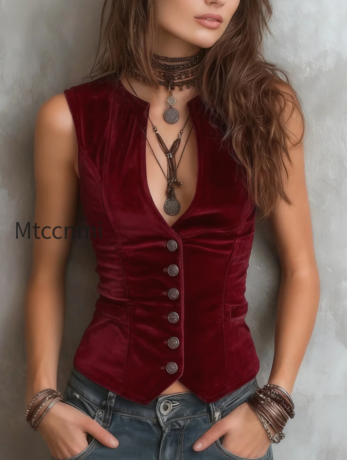 vintage-round-v-neck-velvet-vest