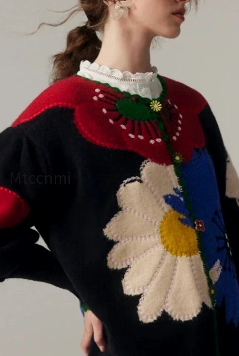 db-vintage-floral-embroidered-knit-cardigan