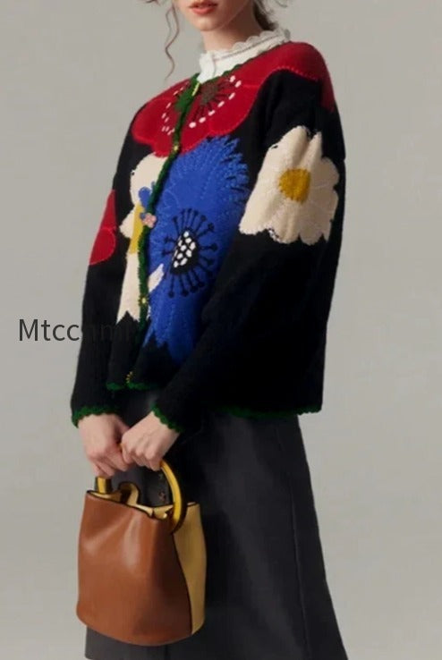 db-vintage-floral-embroidered-knit-cardigan