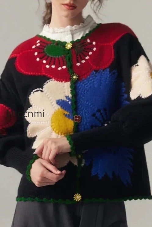 db-vintage-floral-embroidered-knit-cardigan