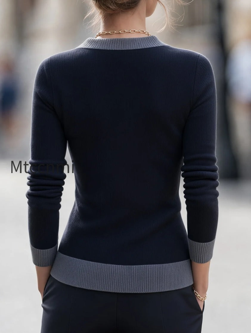 contrast-trim-wrap-front-ribbed-knit-top